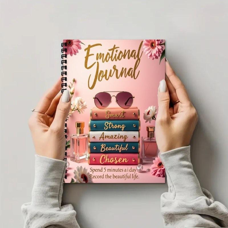 Emotional Diary Notebook, Gratitude Optimistic Happiness Daily Record, Self-Care Spiral Bound Journal, Perfect for Mood Tracking