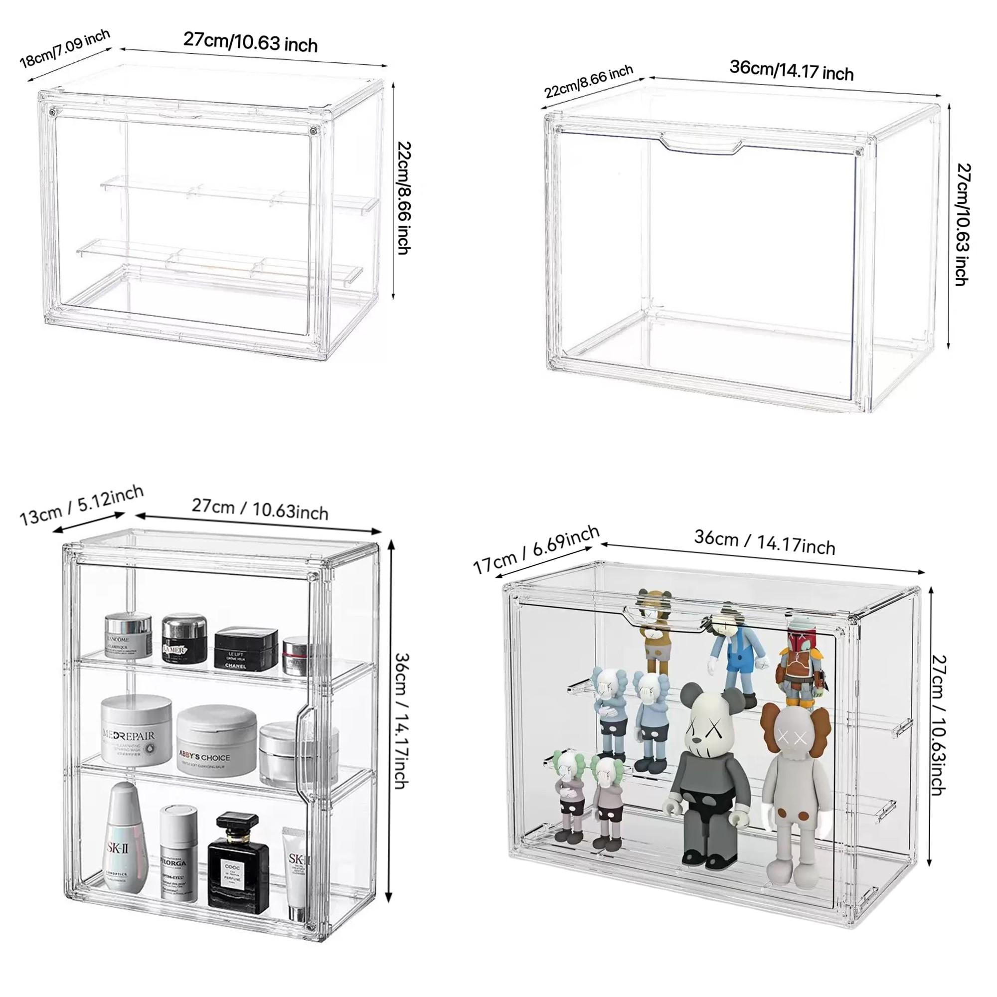 Thick Transparent Acrylic Display Cabinet, Dustproof Stackable Large Capacity Storage Rack, Magnetic Door Handbag Shoe Cosmetic Organizer