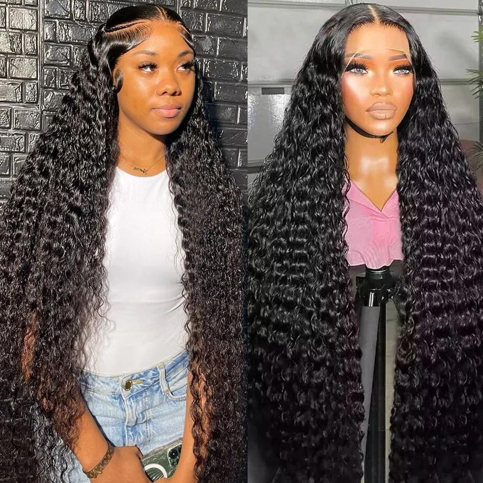 Bling Hair 36inch 38inch Deep Wave 13x6 Lace Frontal Wig Deep Curly Human Hair Wigs For Women Brazilian 13x4 Water Wave Lace Front Wig Pre Plucked Brazilian 13x4 Water Wave Lace Front Wig Pre Plucked