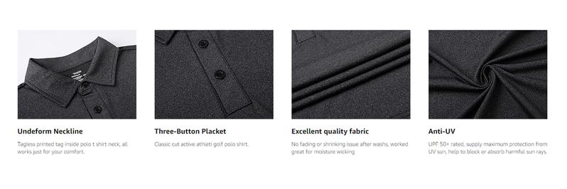 TELALEO 5 Pack Mens Polo Shirts Quick Dry Short Sleeve Golf T Shirt Performance Moisture Wicking Casual Workout dealsforyoudays