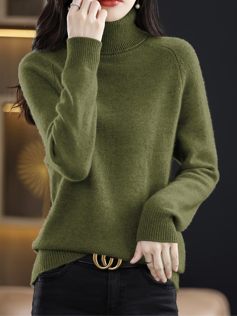 New Women's Mock Neck Sweater, Loose Knit Pullover, Warm Inner Layer Top, Casual Knitwear for Fall & Winter, Ladies Clothing