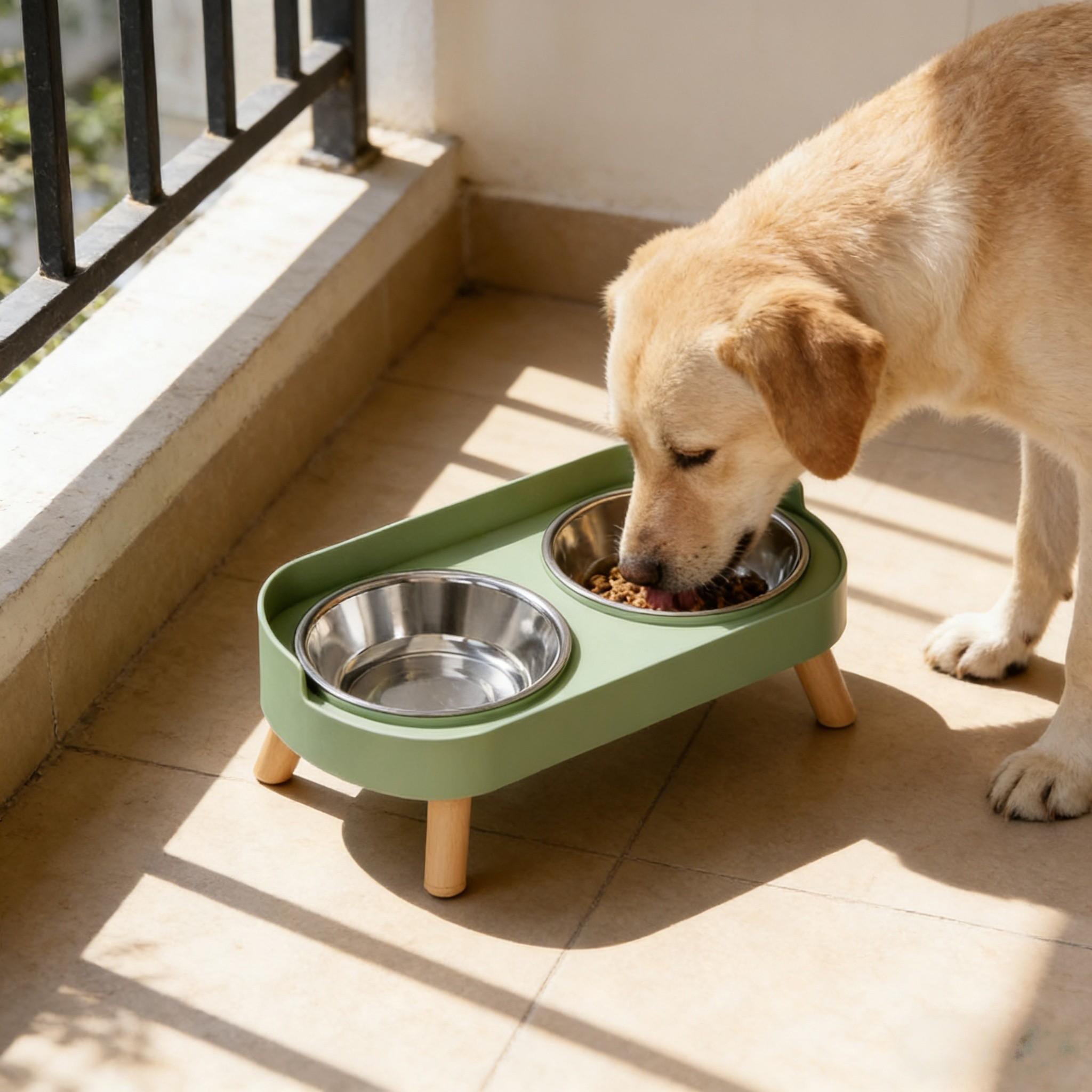Anti-Tip Dual Bowl Cat Food Bowl, Large Capacity High Design, Universal for Cats and Dogs, Separated Feeding Water Bowls, Pet Essential