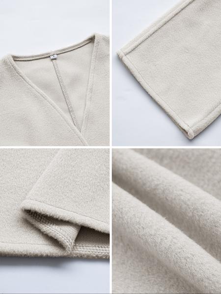 Women's Casual Fashion Long Sleeve Lace-Up Jacket, Plain Woven Fabric, Fitted Design, Fall & Winter Daily Wear Outerwear Coat, Womenswear