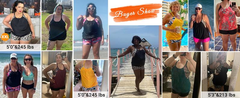 Holipick Womens Tankini Swimsuits Two Piece Tummy Control Bathing Suits Blouson Tankini Top with Sporty Boy Shorts Plus Size Tankini Swimsuits for Women Swimwear Swimsuits for Curvy Women