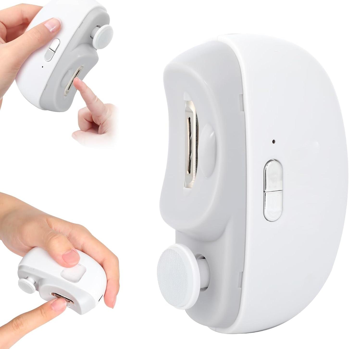 Electric Nail Clippers, Three-In-One Automatic Electric Nails with Polishing, USB Rechargeable with Light Scissors, Portable LED Nail Trimmer