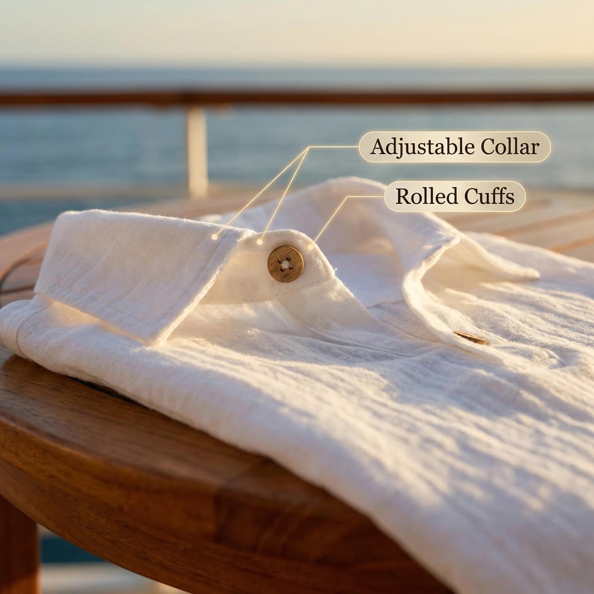 Men's Linen Polo Shirt & Pants Set, Classic Casual Loose-Fit Long Sleeve Top, Spring & Fall Woven Fabric for Daily Wear