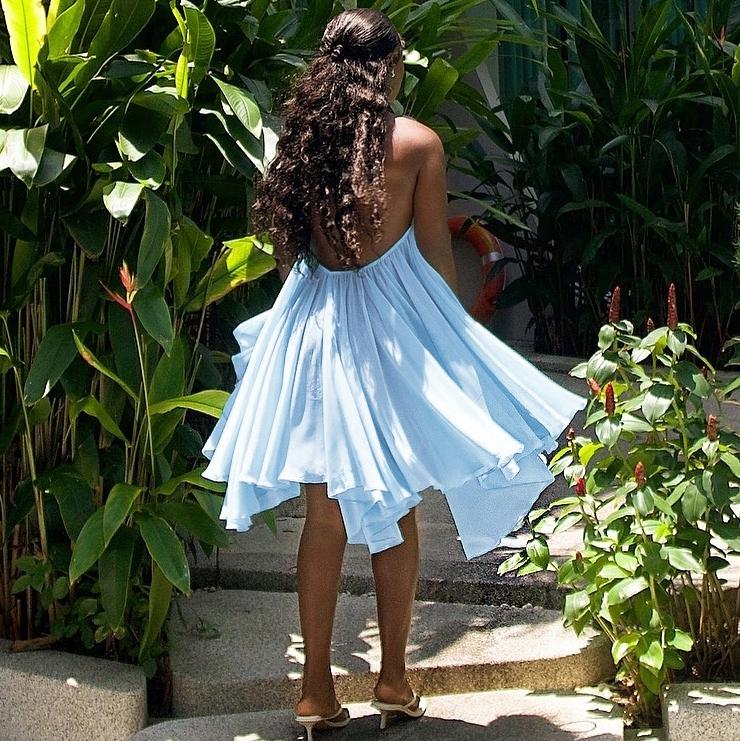 Women Summer Beach Dresses Halter Sleeveless Backless Party Club Chiffon Basic Midi Dress