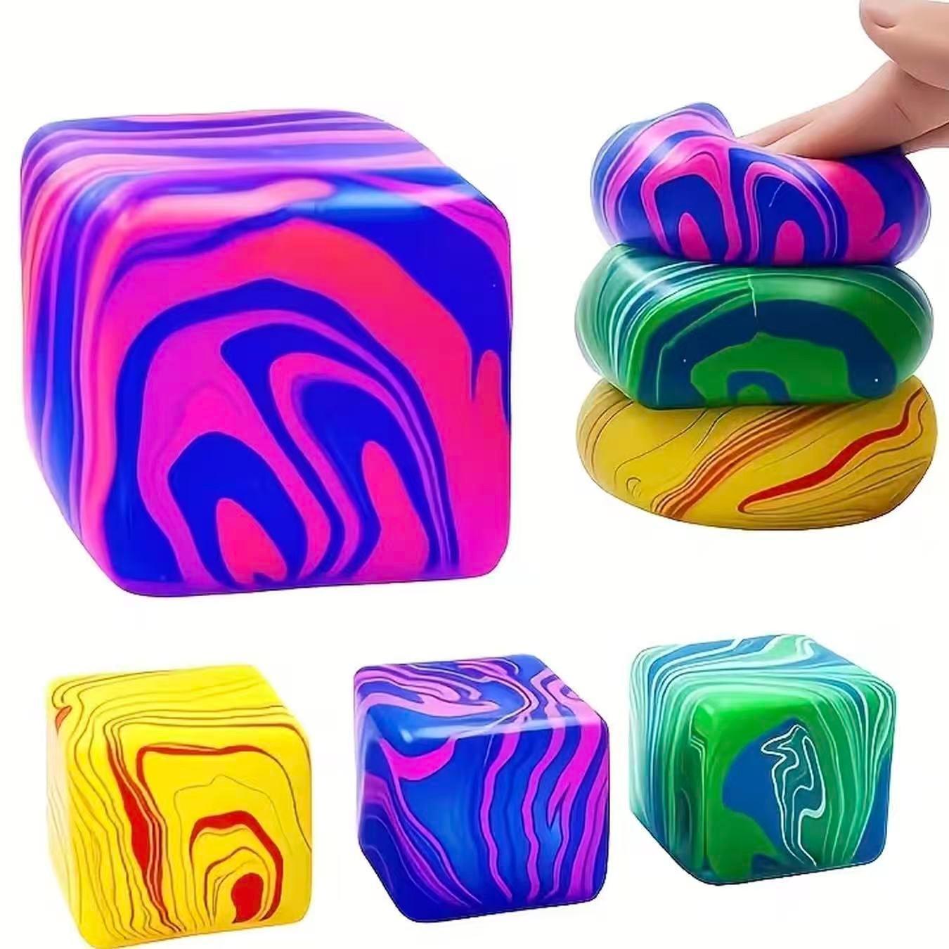 1pc Fidget Toys Squishy Stress Cube, Stress Balls for Kids Squishies Relax, Ice Squishy Cube Sugar Balls, Sensory Toys for Kids with Autism, Fidgets for Classroom Prize Toys, Valentine's Day Christmas Halloween Gifts, Easter Basket Fillers, Office