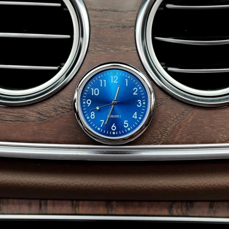 Small Shiny Analog Car Dashboard Clock, Replacement Quartz Automotive Watch, Stick-On Design, Perfect for Car Interiors