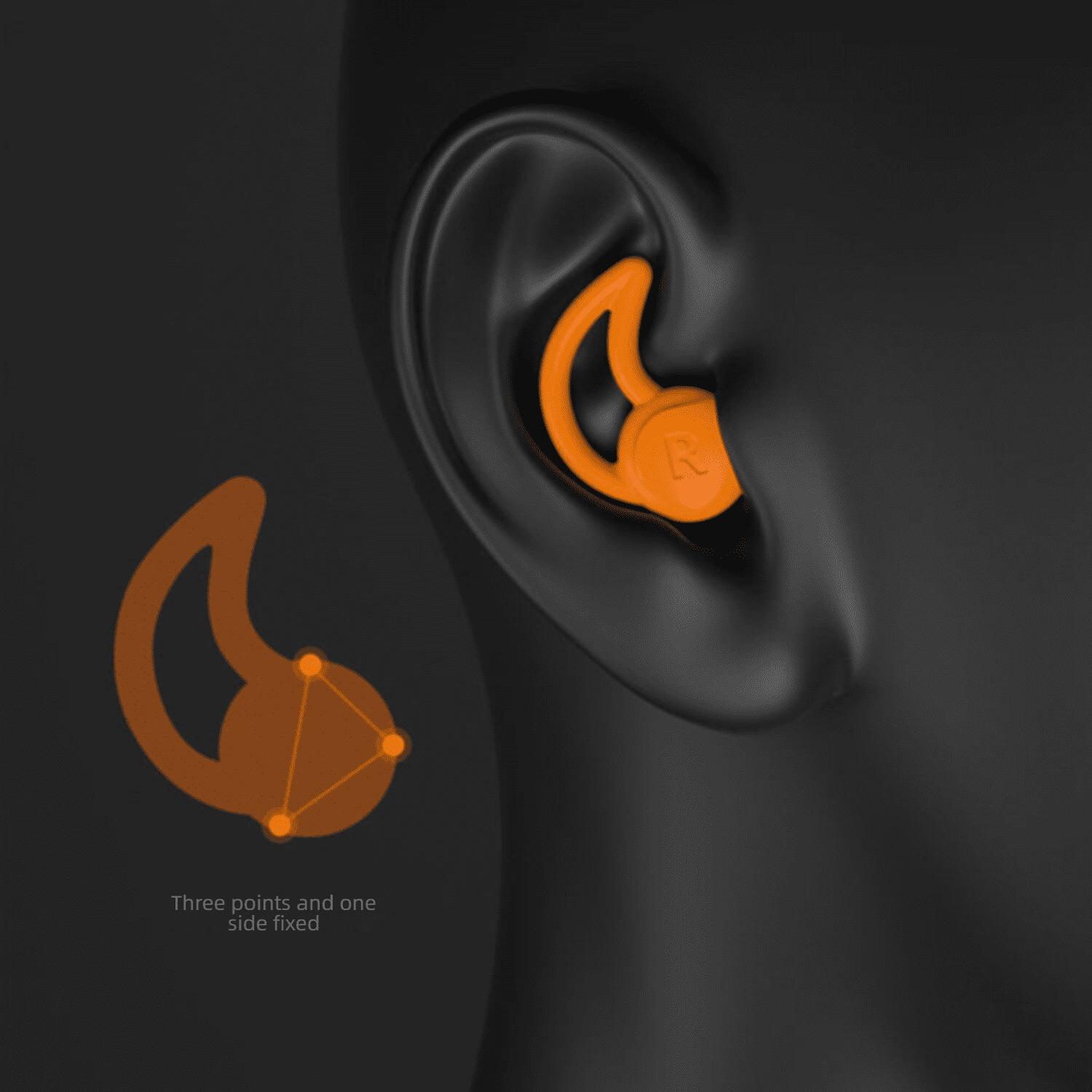 3-Layer Waterproof Reusable Silicone Ear Plugs, 2 Pairs for Swimming, Surfing, Snorkeling, Adults & Teens Aged 14+