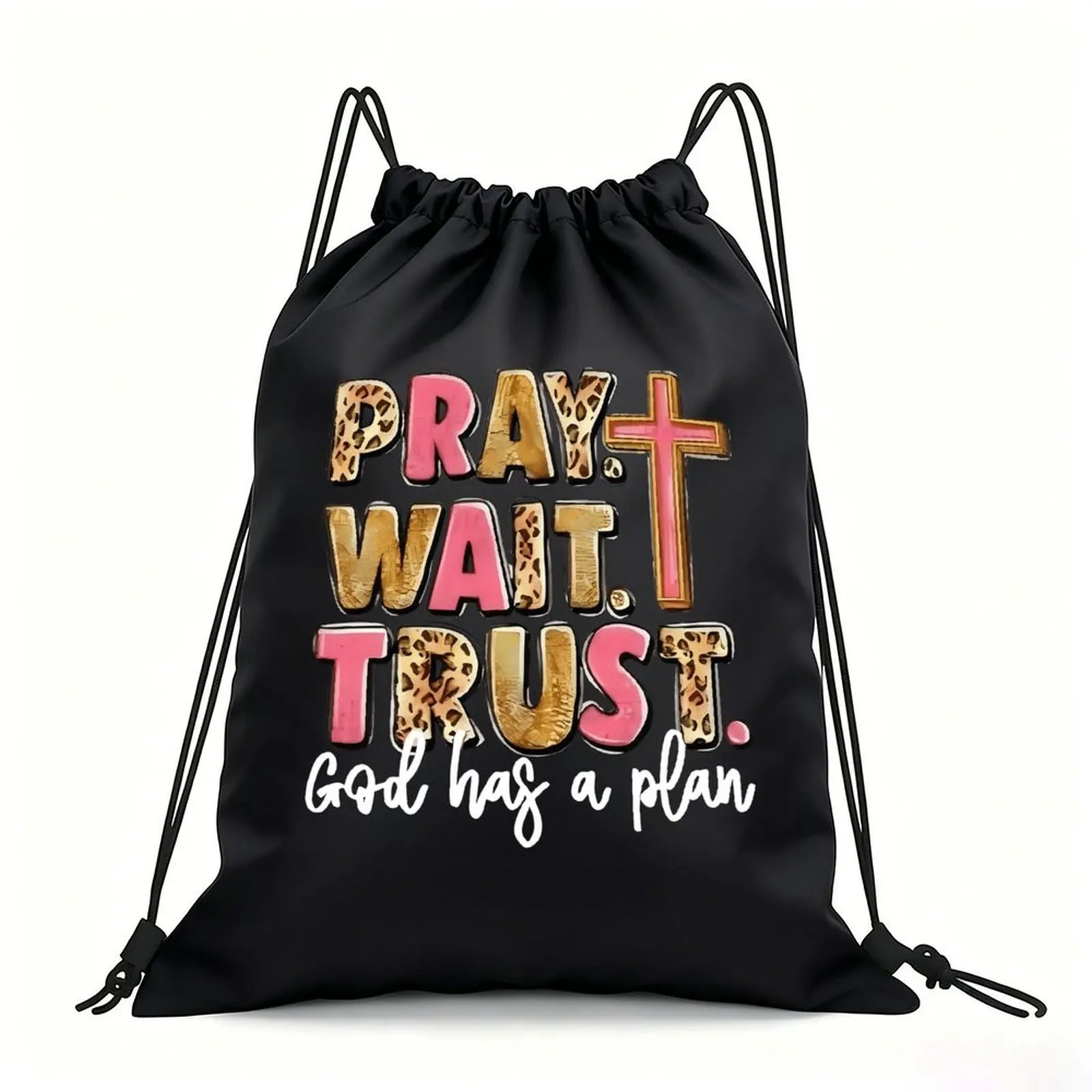 Portable Drawstring Sack Bag with Custom Graphic Print, Waterproof Polyester String Backpack for Gym Workout Swimming Hiking