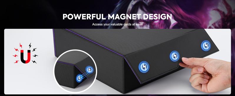 MoKo Trading Card Storage Box, 3000+ MTG Deck Box with 24 Colorful Dividers & 4 Card Supporters, Commander Card Deck Case Fits for Magic Game Cards, YugiOh, TCG, PTG and Sport Cards, Black Purple Holiday Vibes Collectible Dice Tray