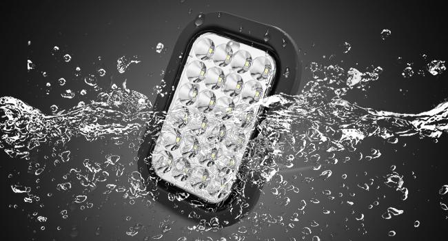 Nilight 5” X 3” Rectangular Trailer Tail Light 4 PCS White Red 24LED Brake Turn Signal Reverse Lights w/Flush Mount Grommets Plugs IP67 Waterproof for 12V Truck ATV UTV Trailer Bus RV Camper