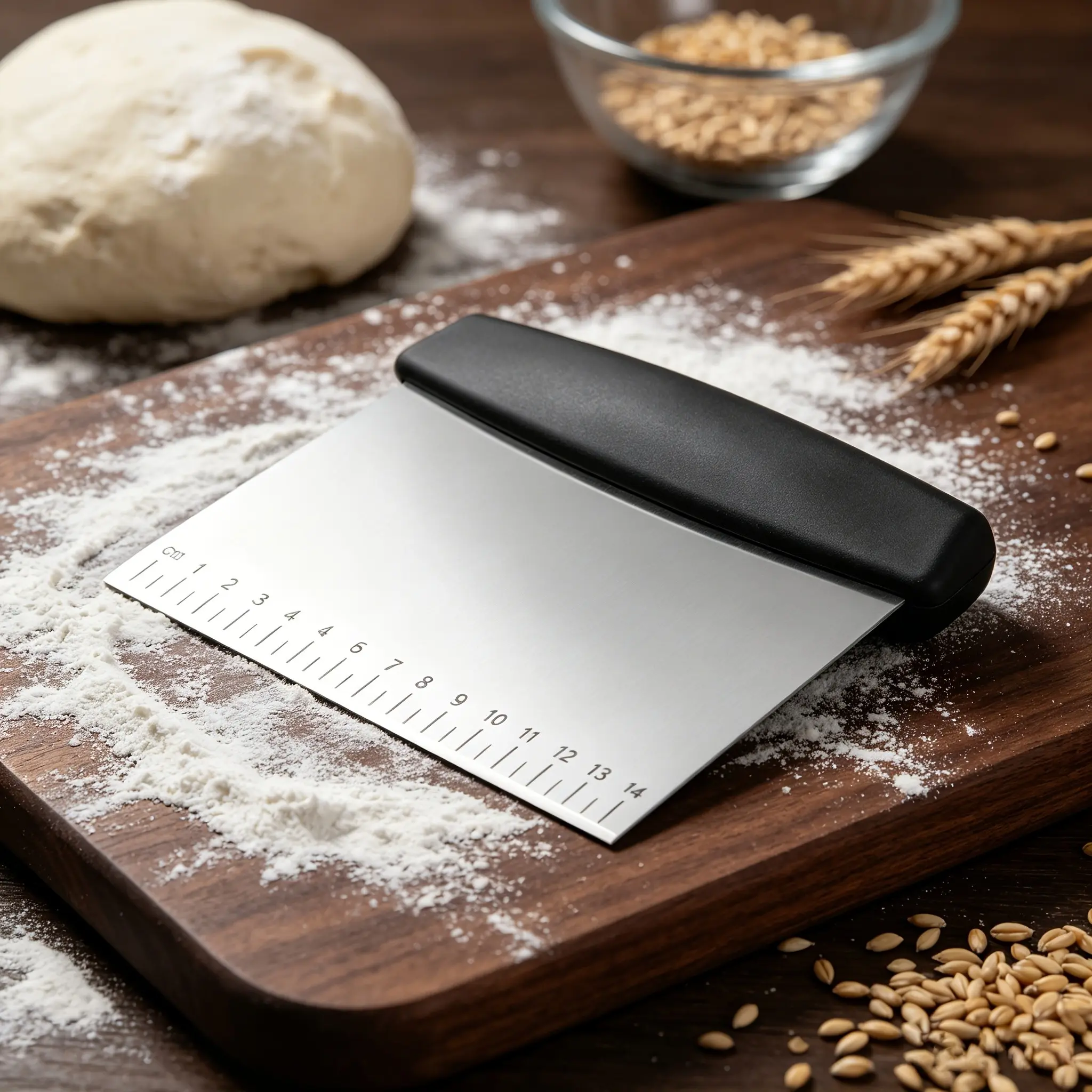 Stainless Steel Dough Scraper and Cutter, Measuring Ruler for Baking, Baking Utensils, Ideal for Kitchen and Restaurant Use, Bread, Cheese, Pizza Tools