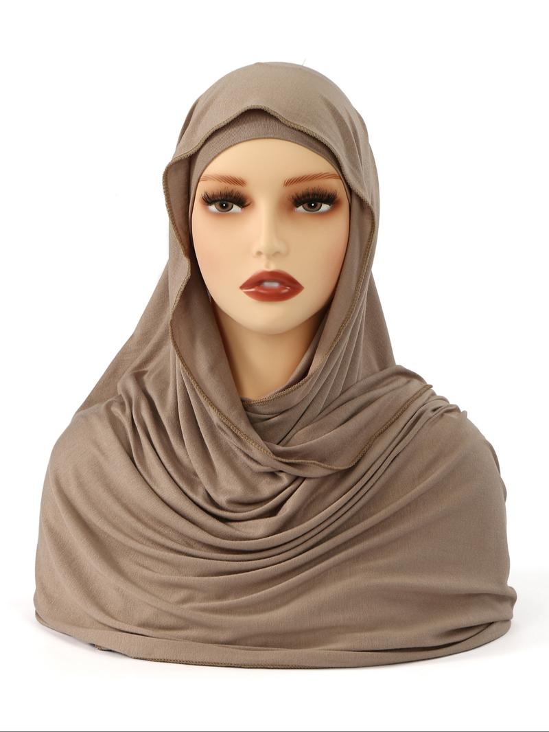 1pc Instant Jersey Hijab with Undercap, Silky Soft Breathable Fabric, Casual Plain Design, Ideal for All Seasons & Special Occasions, Stretchy Hijab