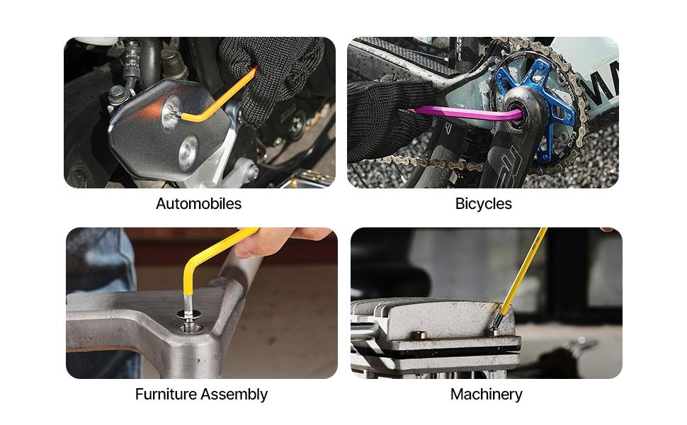 VEVOR CR-V Alloy Foldable L-Shaped Corner Hex Key Allen Wrench Set, 22 Pcs Color-Coded SAE (0.050-3/8 in) & Metric (1.5-10 mm) Ball End Tip Extended Handle for Bicycle Repair, Household Use