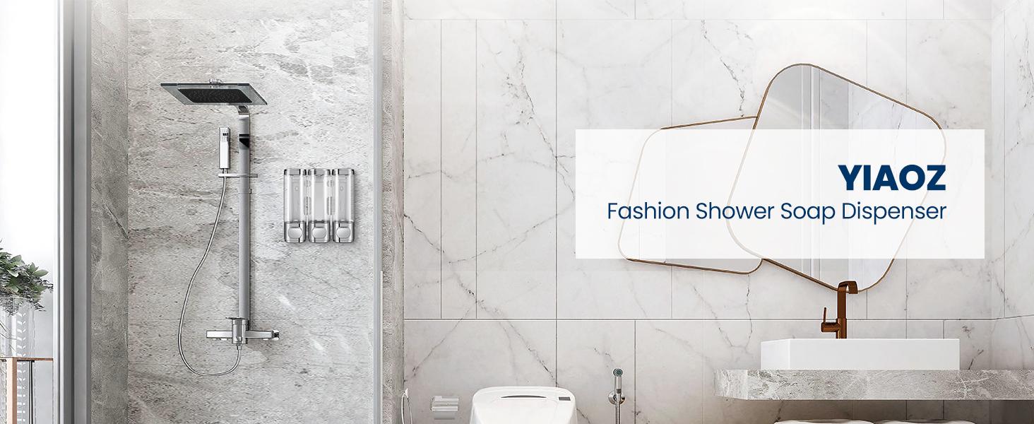 Zoronk 3-in-1 Room Wall Mounted Bathroom Shower Pump Dispenser and Organizer,with Waterproof Label-can be Used for Shampoo,Conditioner, Body Lotion,Body Wash,Bathroom,Kitchen,Hotel(Silvery)