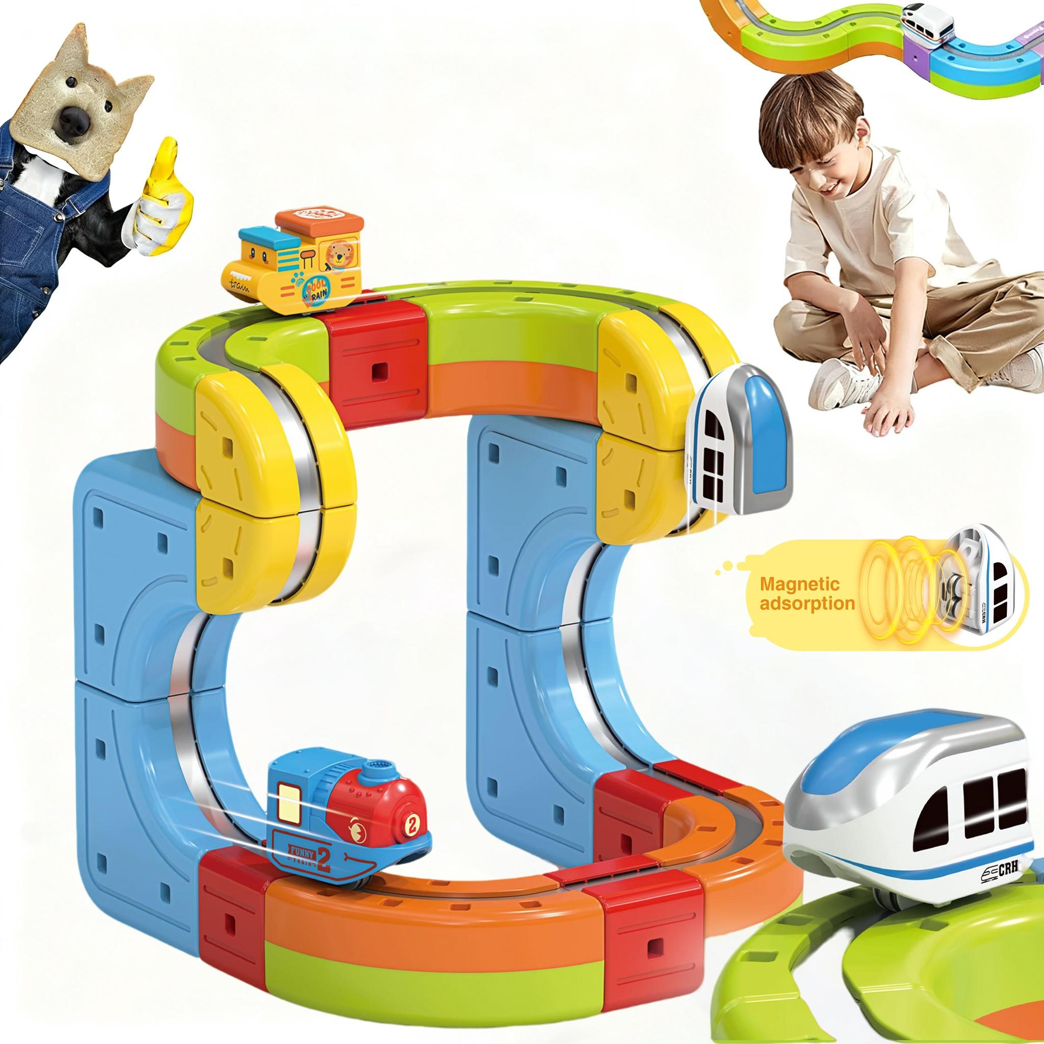 Electric Train Set, Flexible Bendable Track Toddler Train Tracks, Build Toy Train Tracks, Anti-Gravity 3D Embedded Layout, Stem Learning Gift