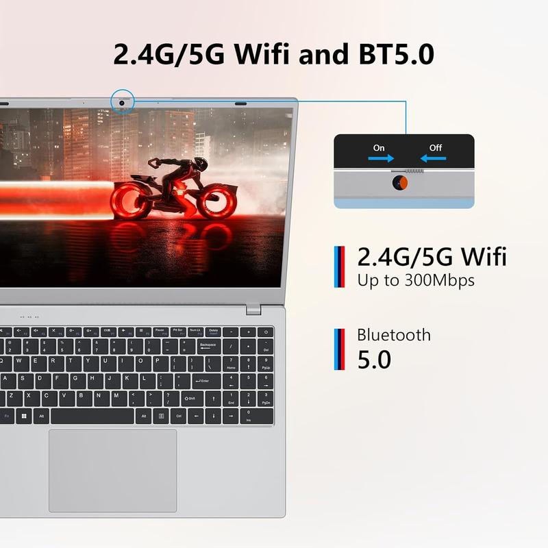 Work from Home Laptop 15.6" FHD IPS Display Intel 6500Y Processor Up to 3.4GHz 16GB RAM 512GB SSD Dual-Band 2.4G/5G WiFi Bluetooth 5.0 with Physical Camera Switch for Seamless Work