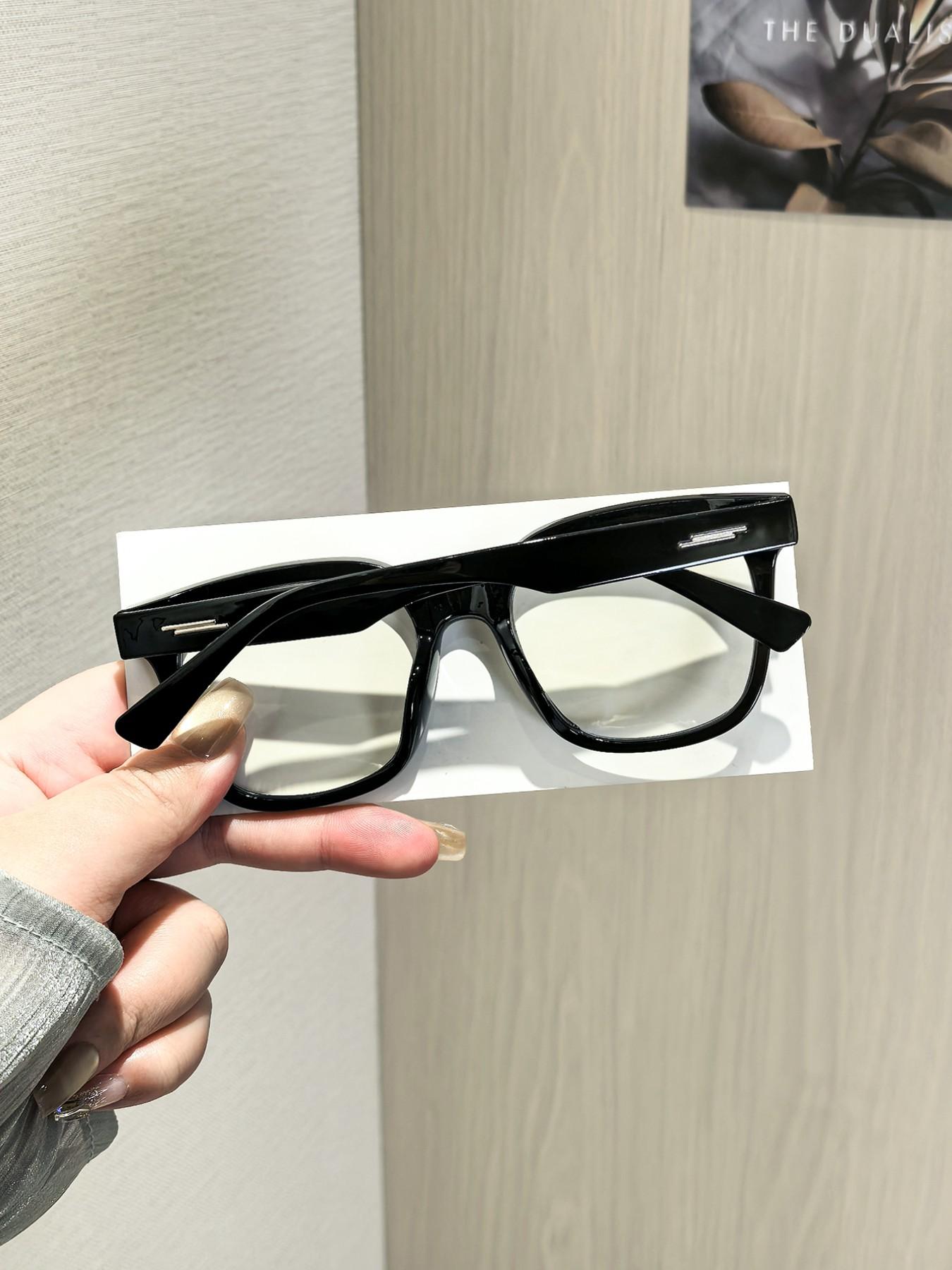 Women's Silver Color Square Frame Plain Glasses, Ultra-Light Plain Eyeglasses, Tiktok Bestseller Student Affordable Glasses, Unisex Non- Prescription