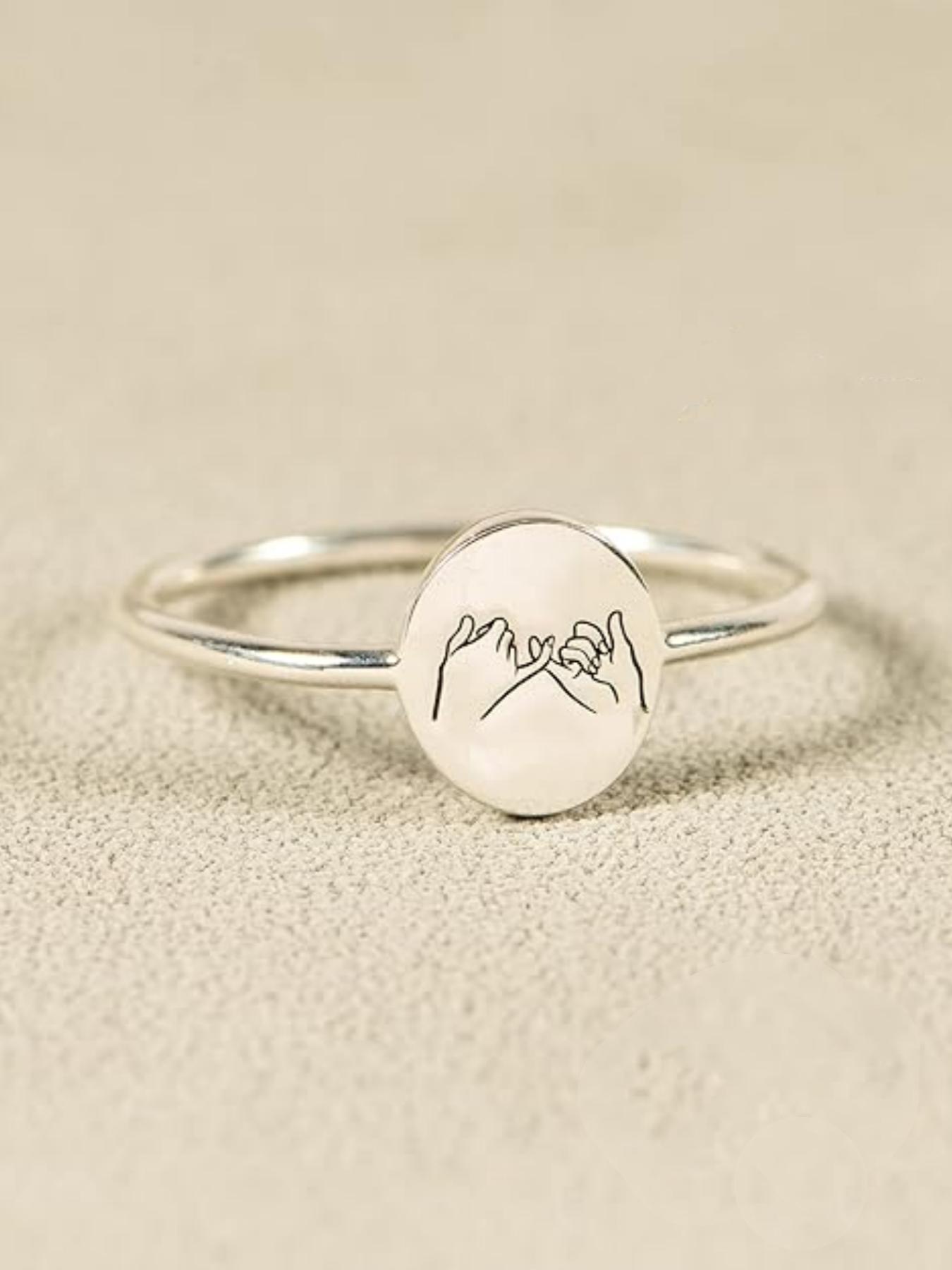 S925 Sterling Silver Cute Hand Gesture Design Spellbound Ring, Fashion Accessories for Women & Girls, Trendy All-match & Exquisite Jewelry for Birthday Gift