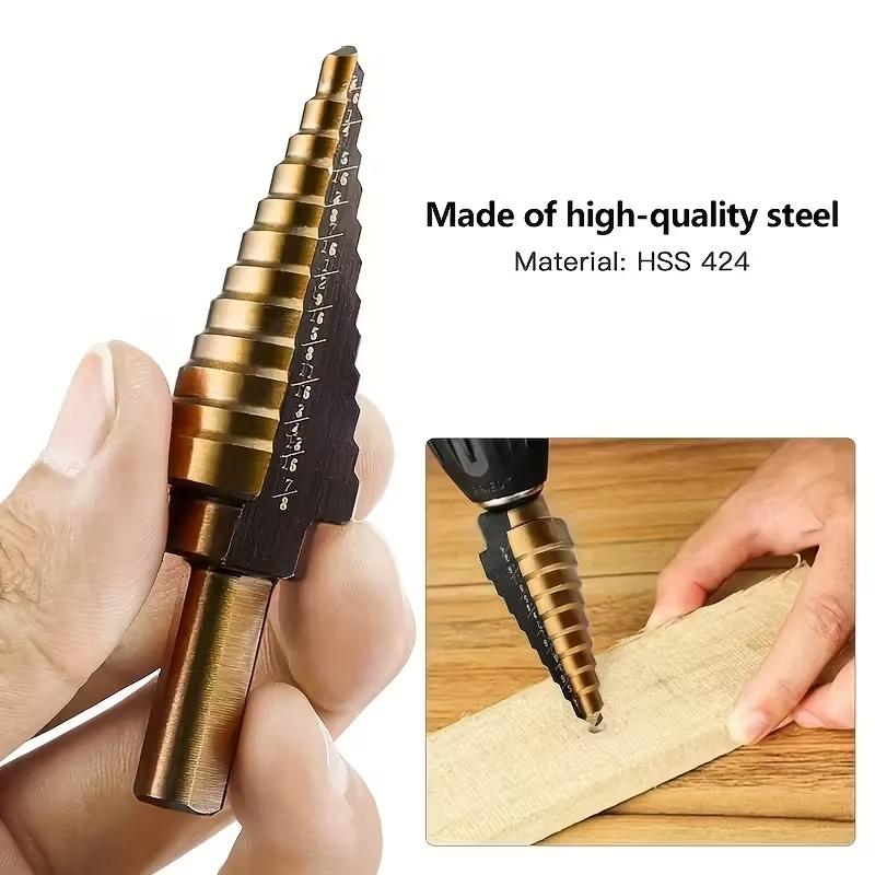 5pcs Hss Cobalt Step Drill Bit Set, Multi-Purpose 50 Types, High-Speed Steel with Oxide, for Drilling Metal Wood Plastic Aluminum Titanium Zinc