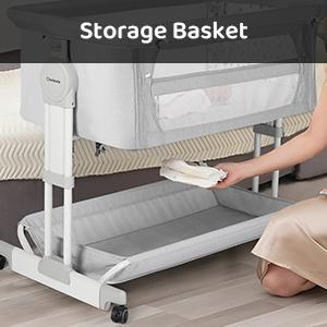 Cowiewie Bassinet Bedside Sleeper, Rocking Bassinet for Baby with 4 Wheels & 7 Adjustable Height, 360° All-Round Breathable Mesh Sides Bedside Crib, 2025 New