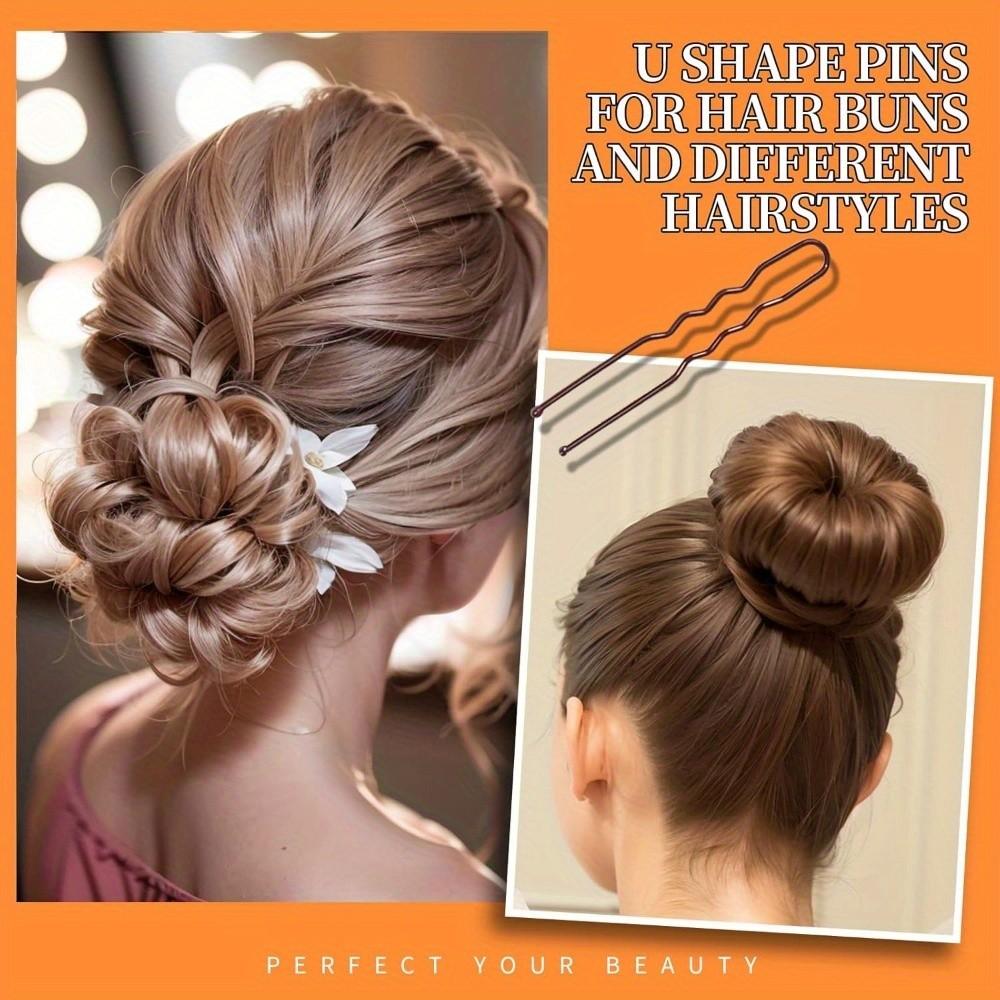 300 Piece Hair Clip Set with Box, Includes 100 Women's Clips, 100 Transparent Bands, 100 Metal U-Shaped Pins, Ideal for Braids and Thick Hair