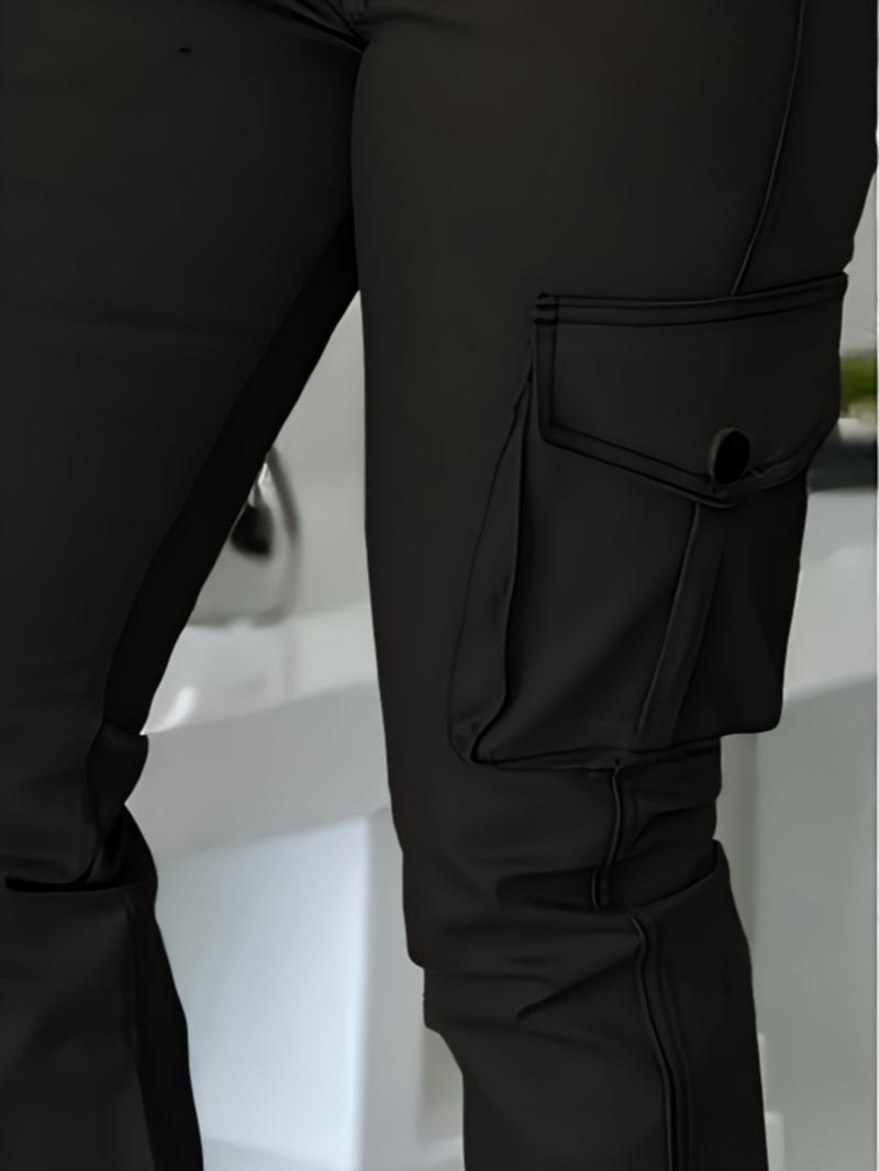 New Autumn Winter High-Waist Slimming Women's Casual Fashion Military Pants, Long Cargo Trousers for Ladies