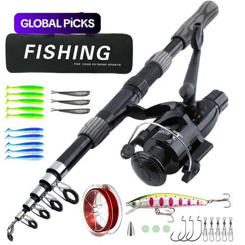 Professional Fishing Rod Set, 1 Set 2.1 Meters Black Camouflage Fishing Rod with Fishing Accessories & Fishing Storage Bag, Outdoor Fishing Supplies For Travel Fishing, Fishing Reel Set, Fishing Tackle, Fishing Gear