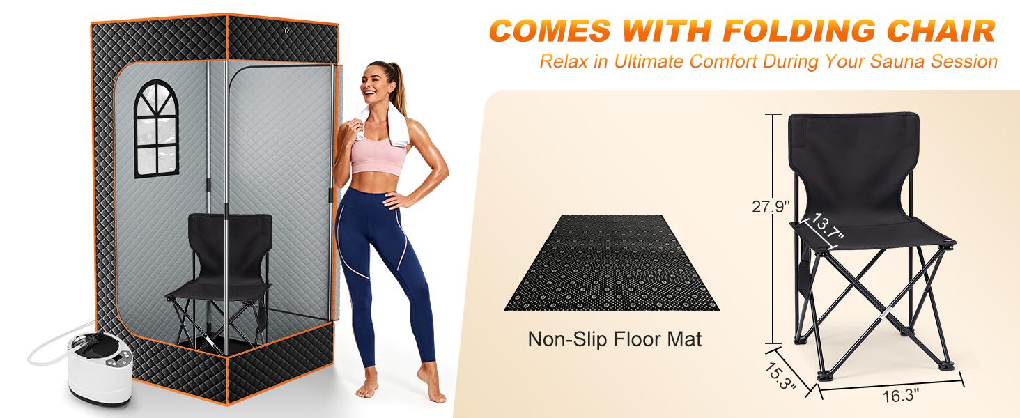 Lilypelle Upgraded 2 Person Portable Sauna Box, Extra Large Portable Steam Sauna for Home,Personal Sauna Tent Full Body with 2 Steamers, 2 Folding Chair,Remote Control