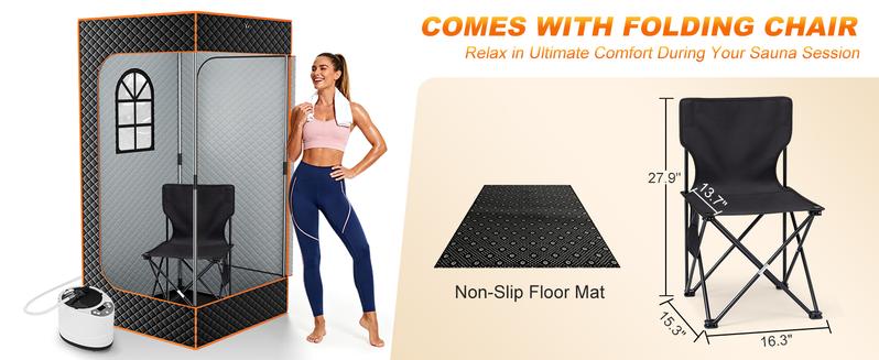 Lilypelle Upgraded 2 Person Portable Sauna Box, Extra Large Portable Steam Sauna for Home,Personal Sauna Tent Full Body with 2 Steamers, 2 Folding Chair,Remote Control