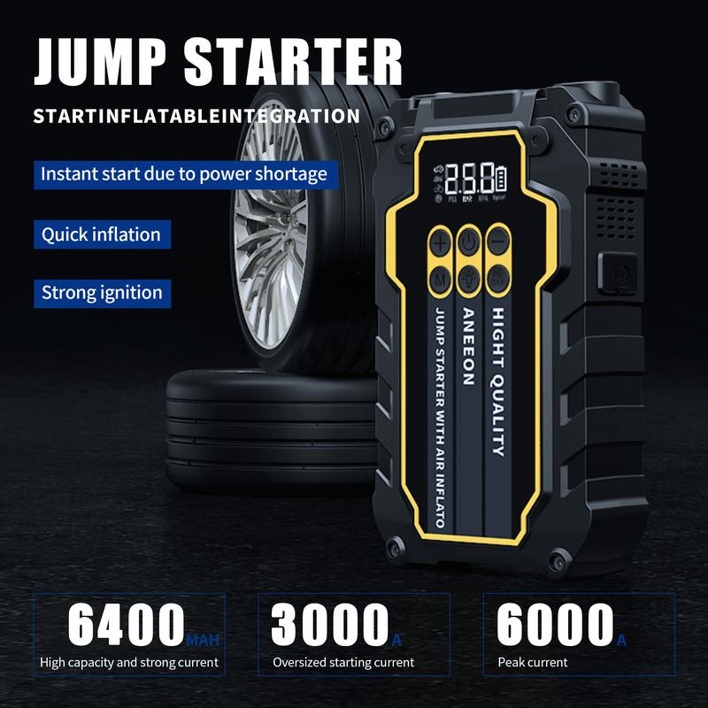 Portable Car Jump Starter with Air Compressor, 3000A 12V Lithium-Ion Battery, Automatic Shut-Off Tire Inflator, Model X49S