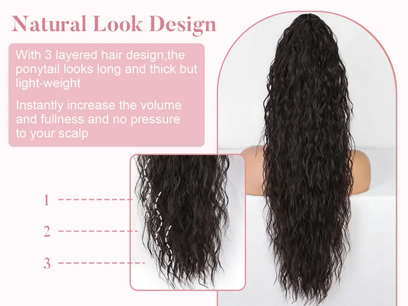 FXMONGYI 30 Inch Claw Long Wavy Ponytail Extension Curly  display picture 1
