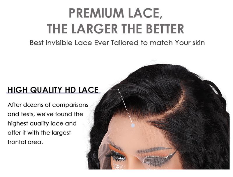 Pizazz Hair 13x6 /13x5 Deep Wave Lace Front Wigs Human Hair Deep Part Curly Lace Front Wigs Human Hair Pre Plucked HD Transparent Lace Frontal Wig Pre Plucked with Baby Hair