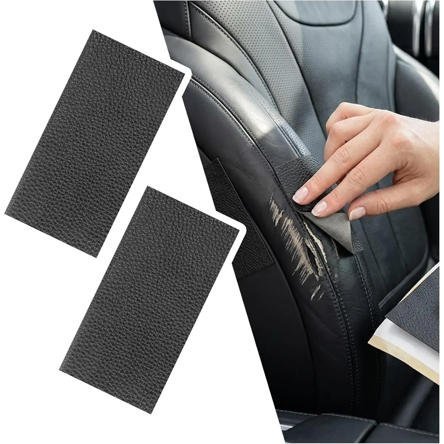 2 count 8"x4" PU Leather Repair Patch,Self-Adhesive Leather Repair Kit to Repairs Cracks/Holes,Versatile Leathers Patch for  Seat Repairs & Furniture & Vinyl Surface