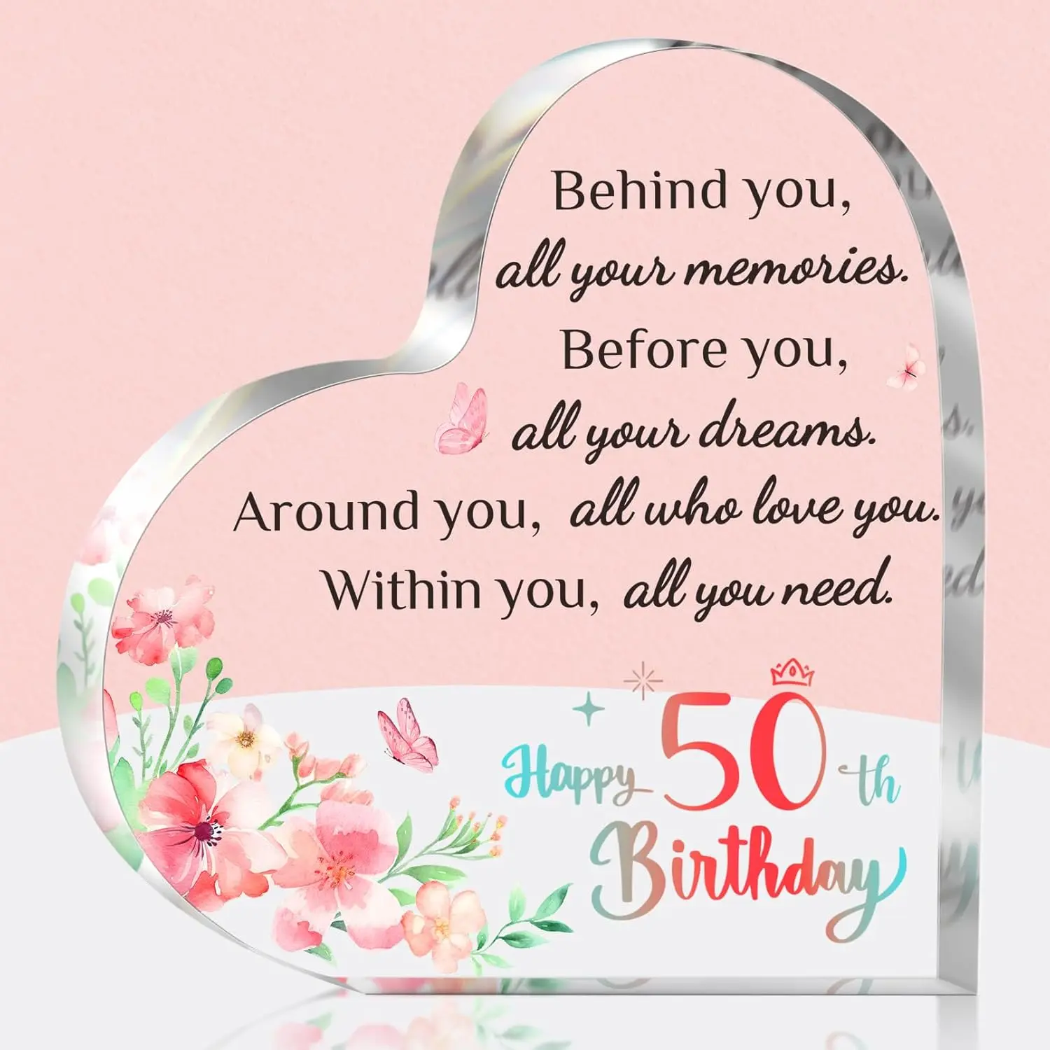 50th Birthday Gifts for Women, Happy Birthday Gift Idea for 50 Year Old Women, Personalised Acrylic Keepsake 50 Year Old Bday Decoration