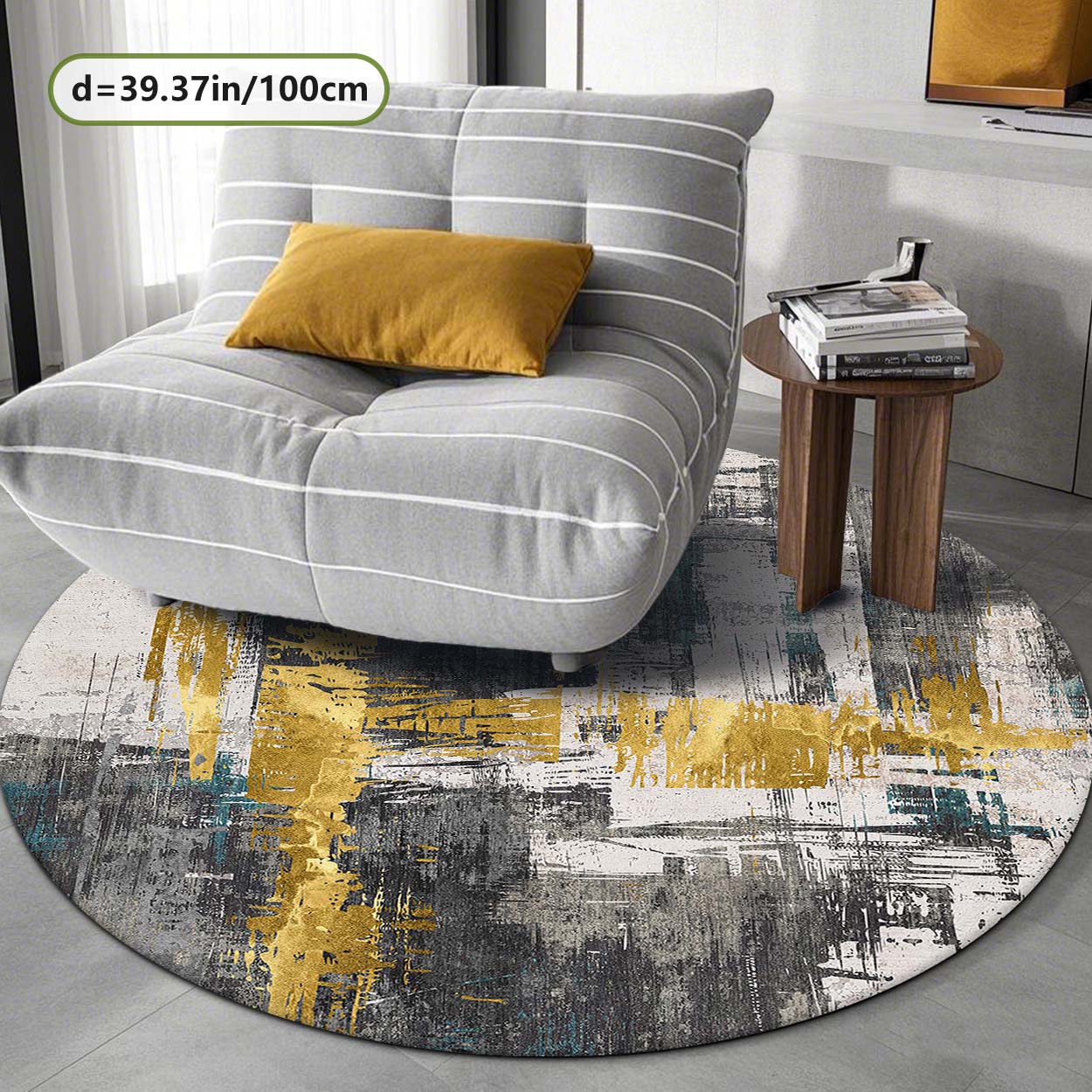 Abstract Pattern Round Rug, Modern Abstract Rug, Non-slip Soft Floor Mat, Decorative Carpet for Home Living Room Bedroom Hotel Coffee Shop