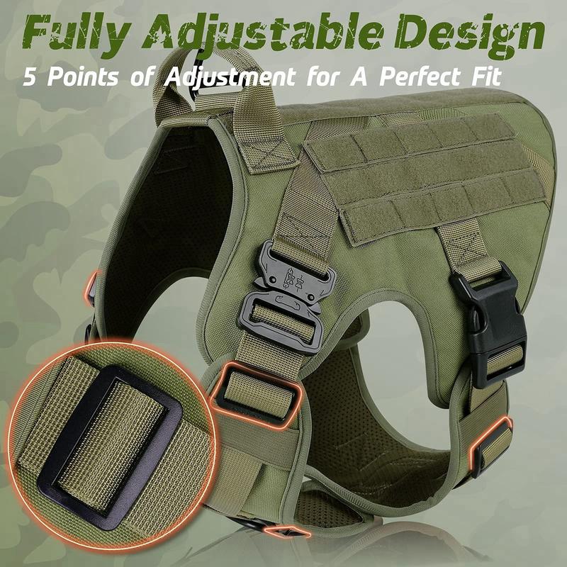 Tactical Dog Harness, Adjustable No-Pull Handle Service Vest Heavy Duty Pet Large Breed,  Dog Vest for Training Hunting Walking, Adjustable Safety Harness