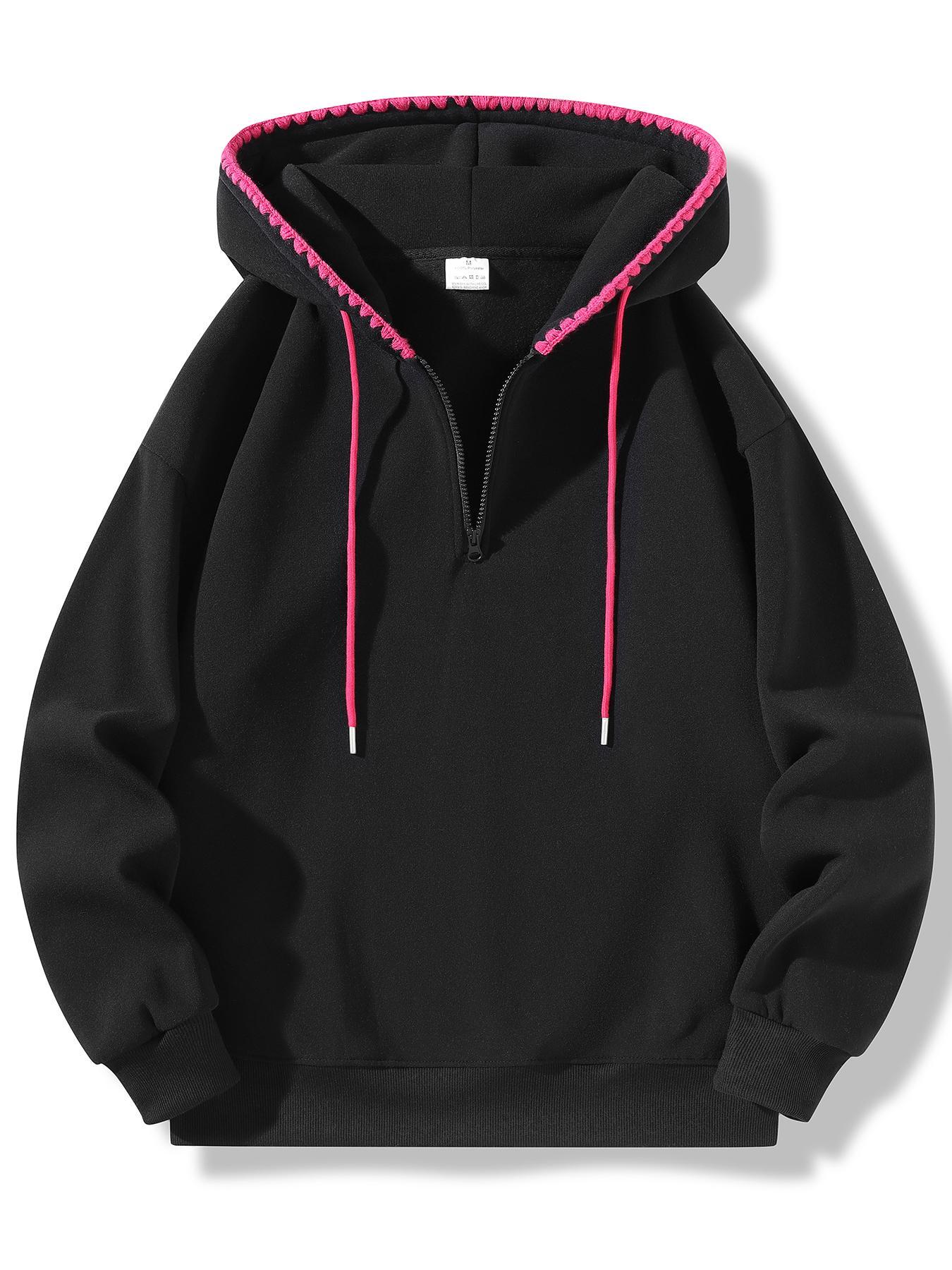 Men's Regular Fit Solid Plain Zip Up Hoodie, Casual Long Sleeve Hooded Sweatshirt for Fall , Men's Fall Clothes for Daily Wear, Classic Menswear Tops