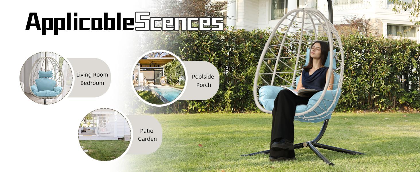 Single Egg Chair with Stand- 350LBS Capacity, Swing Chair Hanging Chair Nest Basket, UV Resistant Removable & Washable Cushions for Bedroom, Balcony, Garden Patio Outdoor Furniture Single Egg Chair with Stand- 350LBS Capacity, Swing Chair Hanging Chair Nest Basket, UV Resistant Removable & Washable Cushions for Bedroom, Balcony, Garden Patio Outdoor Furniture