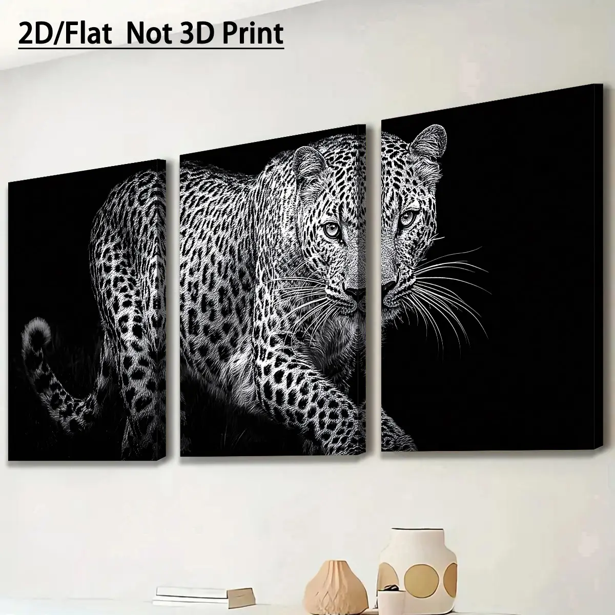 2D canvas, simple and stylish modern art of a cheetah, suitable for Halloween and Christmas, framed canvas paintings and posters, ready to hang, home decor, wall art, room decoration, high-definition print, holiday gift, decorative wall art for living roo