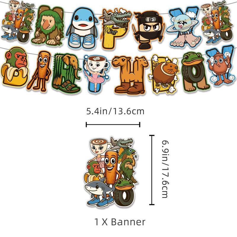 152pcs Eid al-Fitr "Shark in the Shoe" "Bombardiro Crocodilo" Themed Sahur & Birthday Party Decoration Set Includes Banner, Balloons, Cake Topper, Temporary Tattoos, Candy Bags (Party Theme)