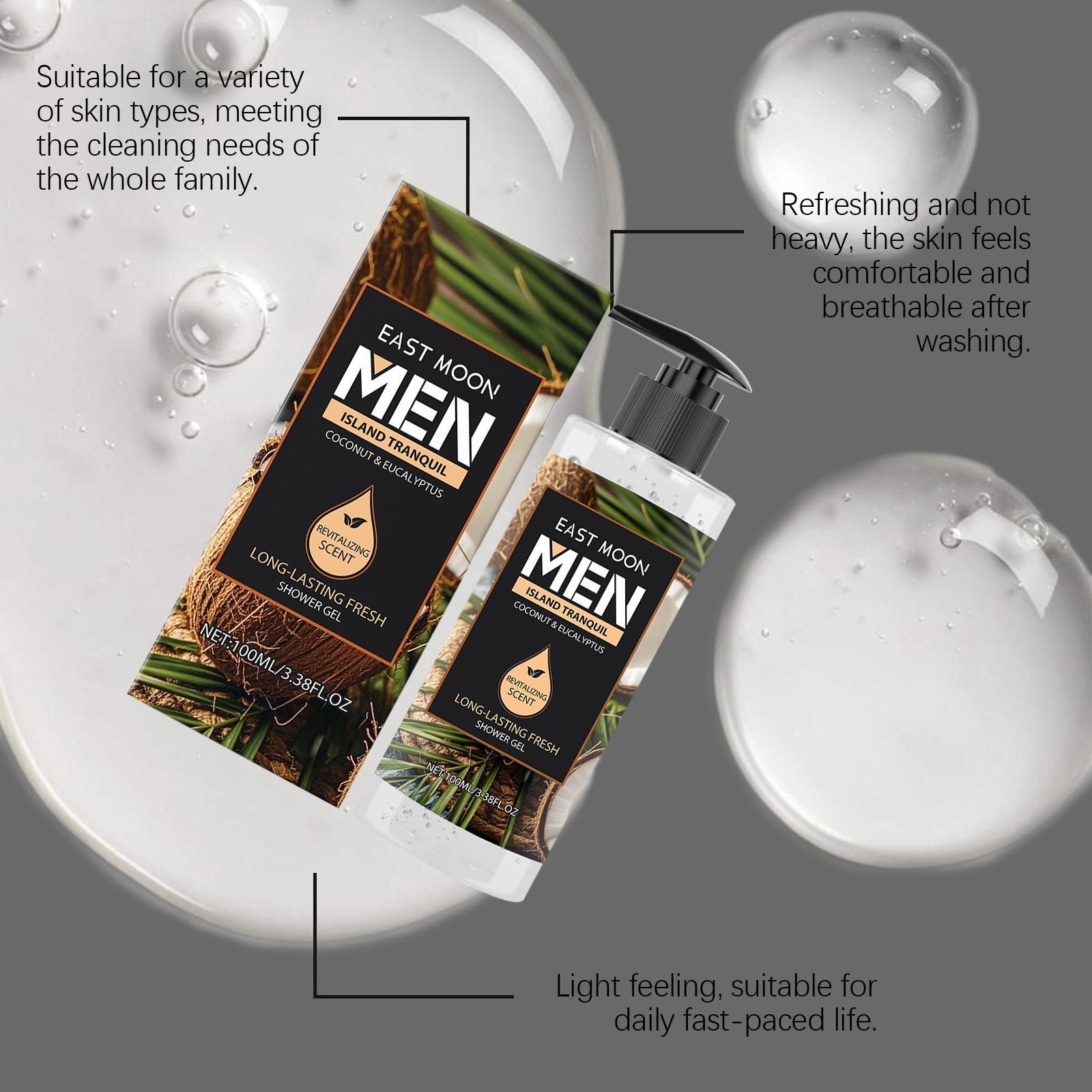 East Moon Eucalyptus Coconut Scented Bath Gel, Moisturizing and Hydrating, Gentle Cleansing, Refreshing Fragrance, Body Care