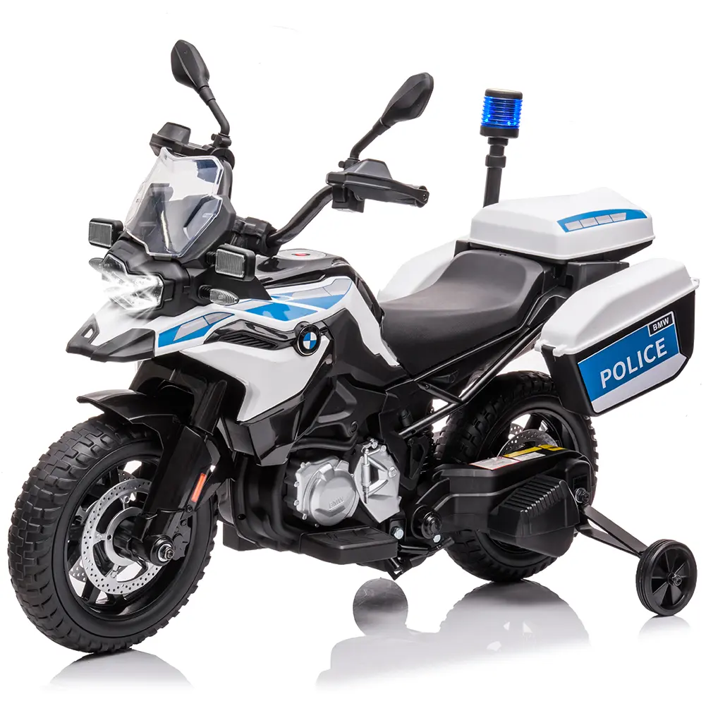 Gaomon 12V Luxury Look Kids Electric Police Motorcycle Ride-On Toy - Training Wheels, LED Lights, MP3 Audio, 2 Speeds, EVA Tires for Boys/Girls Ages 3-8 Outdoor Gift