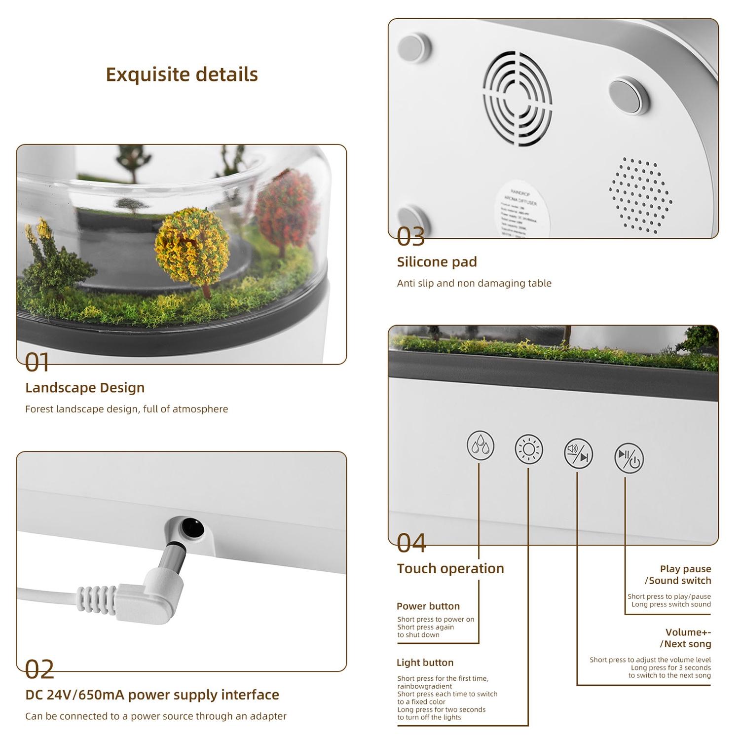 Raindrop Aroma Humidifier Diffuser with Cool Mist & Rainfall Ambience 8 Color-Changing Night Light USB-Powered Silent Mist Sprayer for Home & Work Raindrop Aroma Humidifier Diffuser with Cool Mist & Rainfall Ambience 8 Color-Changing Night Light USB-Powered Silent Mist Sprayer for Home & Work