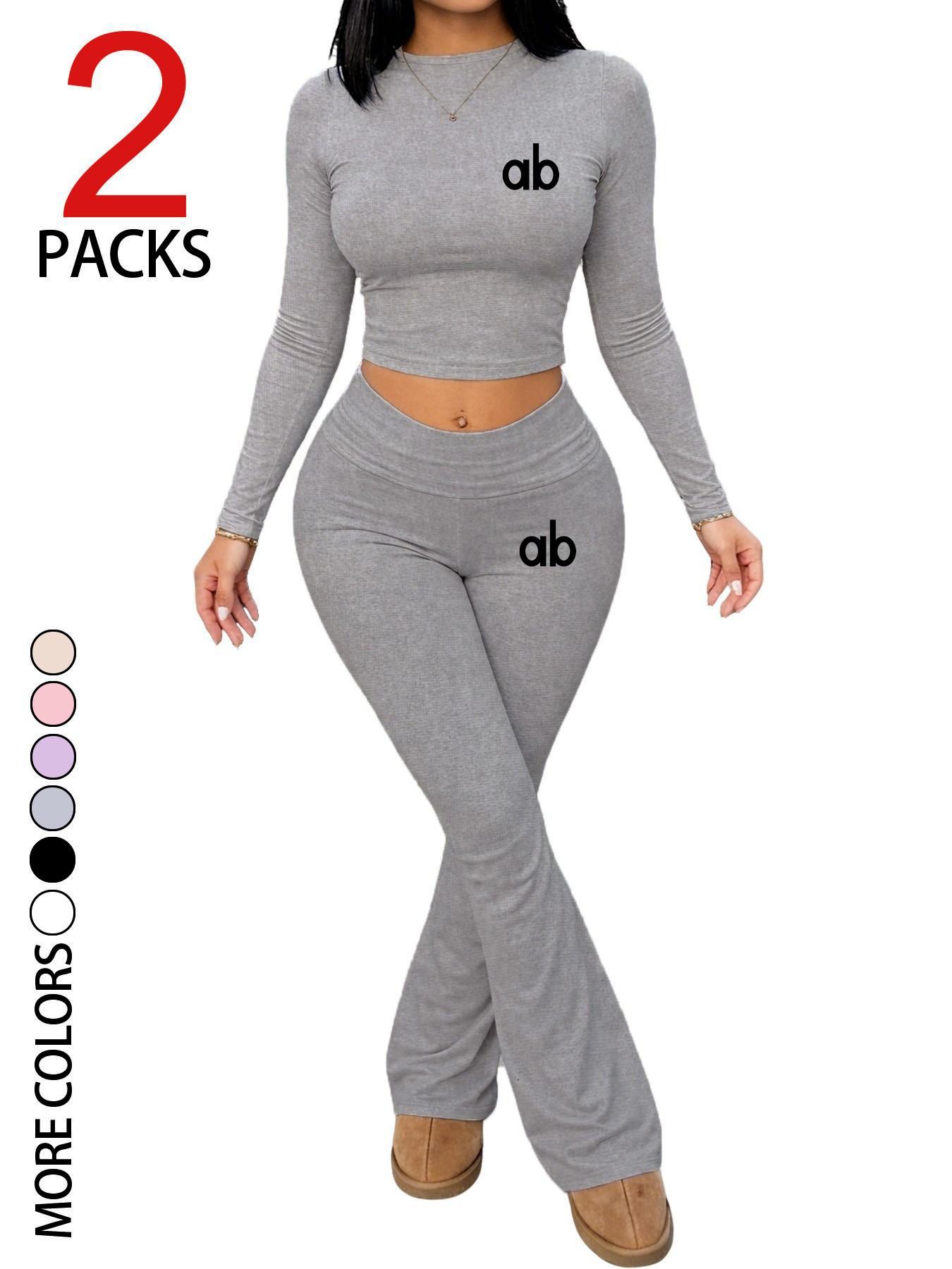 2 Piece Women's Casual Set, Relaxed Fit Long Sleeve Top + Slim Flare Pants, Soft Comfortable Fabric, Perfect for Outdoor and Travel Outfit
