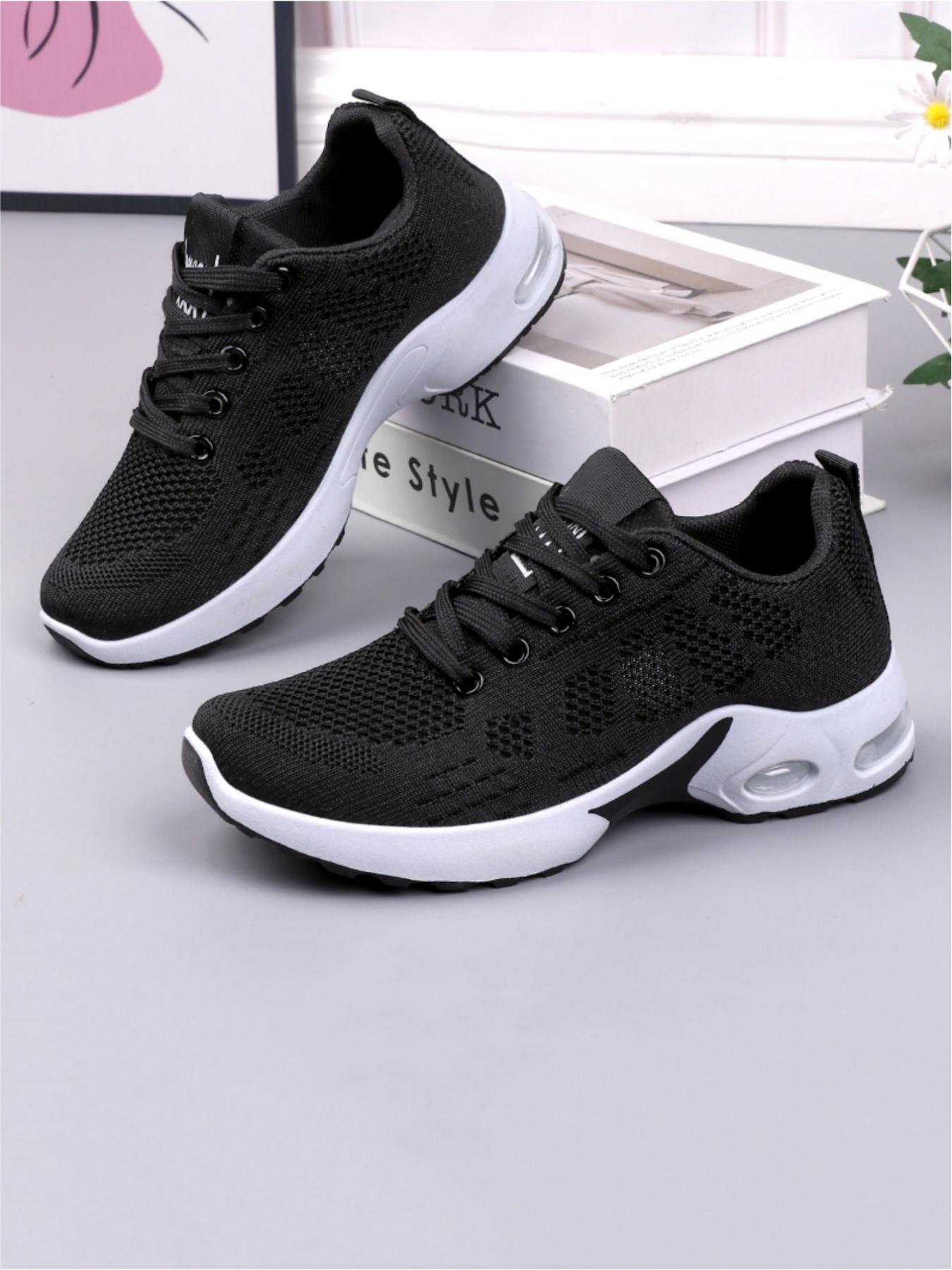 Ladies' casual sports shoes, trendy woven mesh breathable sports shoes, comfortable air cushion design, lightweight rebound, multi-color splicing fashionable color collision, preferred for daily commuting light sports wear