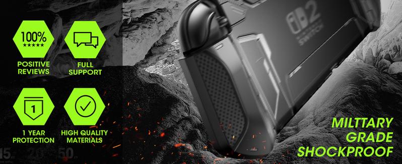 Mumba Blade Series for Nintendo Switch 2 (2025) – Dockable TPU grip case with enhanced protection. Features quick-release Joy-Con design, optimized for 7.9" screen. Ergonomic & lightweight. Black Controller Cover Gaming Items