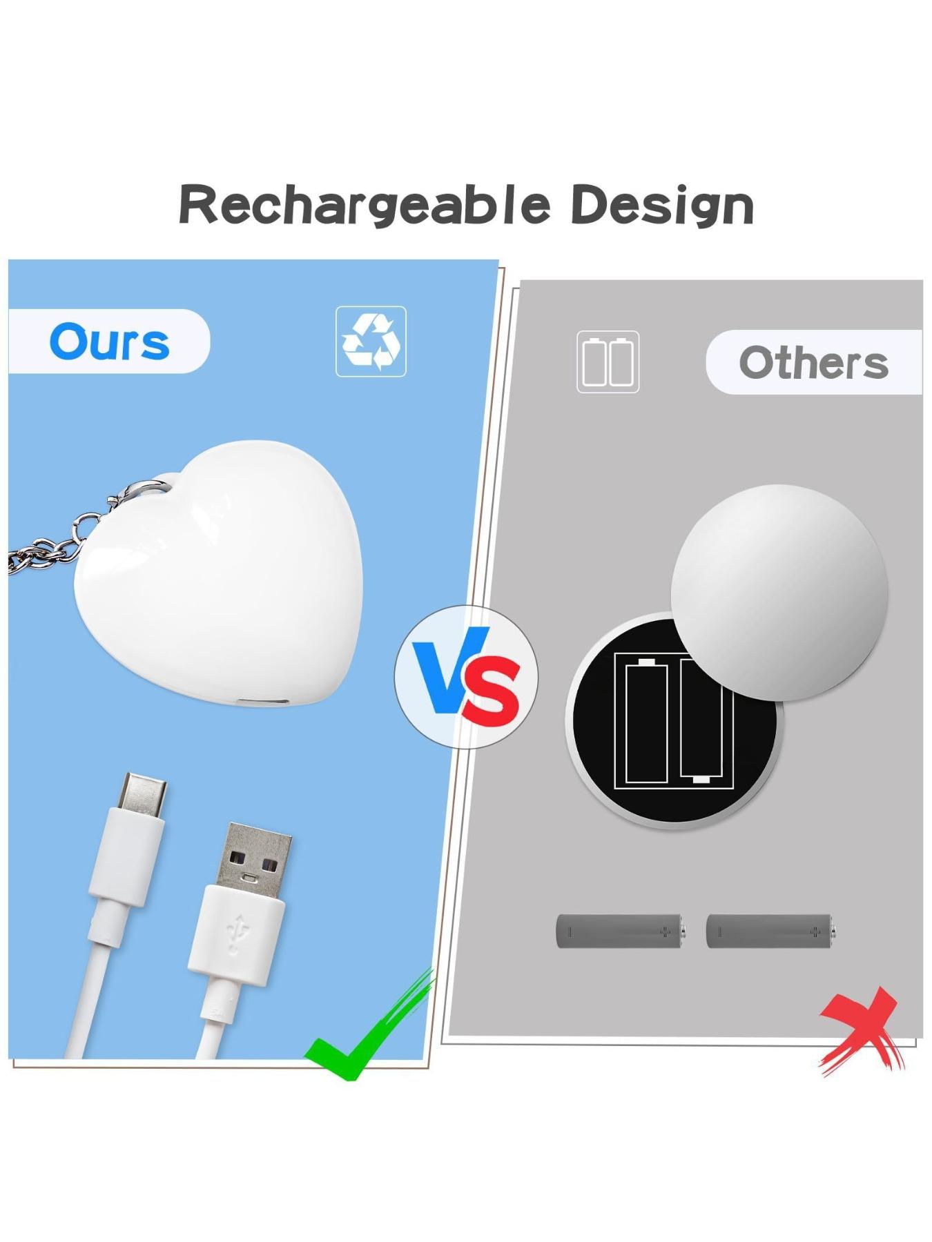 Backpack Keychain Lighting Heart Touch Lamp Rechargeable Type-C Backpack Flashing Light Car Key Pendant